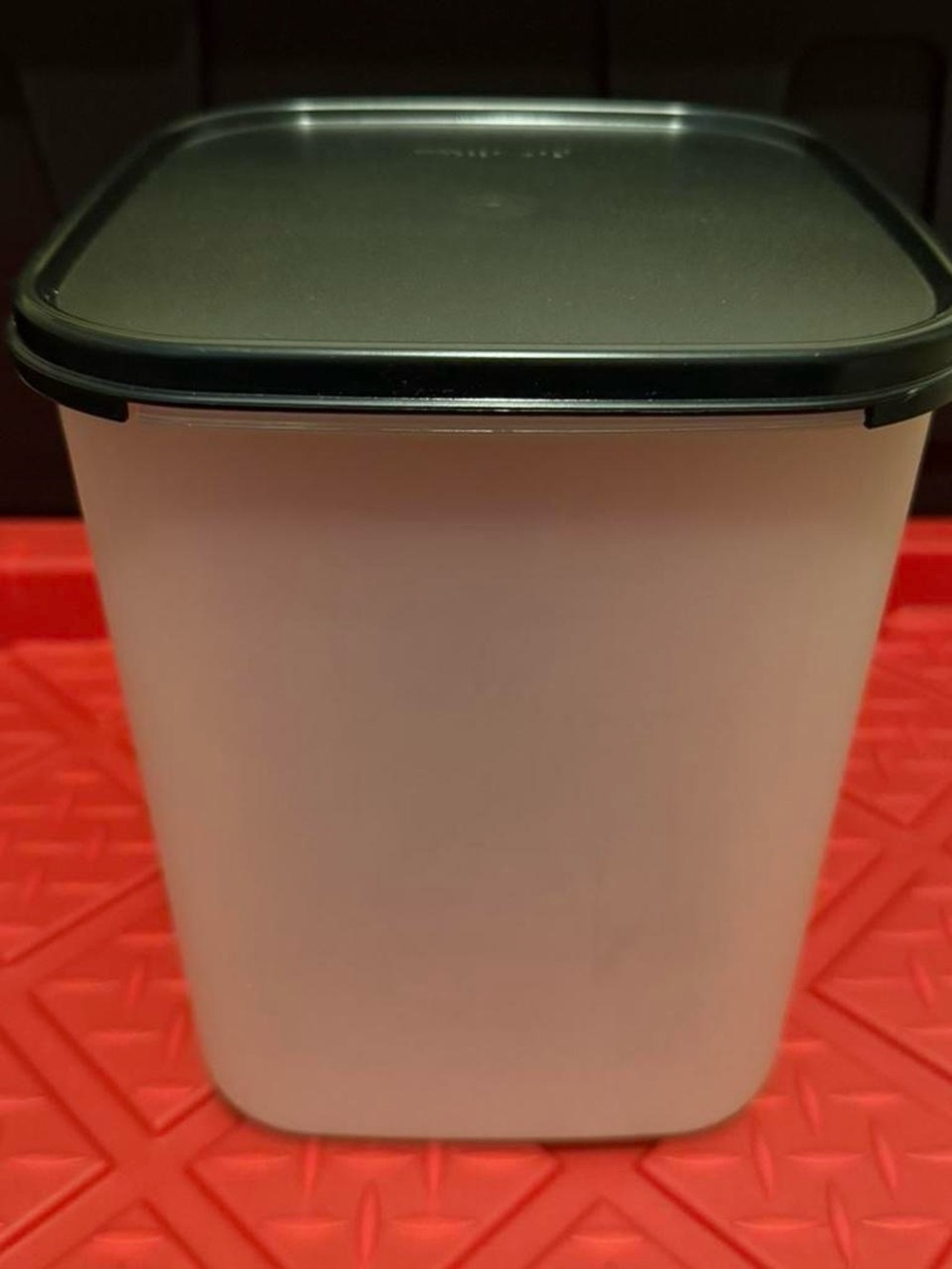 Tupperware White Container with Black Snap Lid
